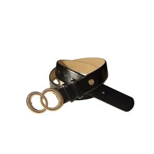 Vince Camuto Leather Belt Women's Gold Double O-Ring Buckle XXL